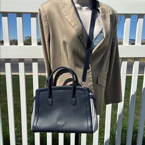 Kate Spade Satchel Navy Leather and Fabric, Leather Lined